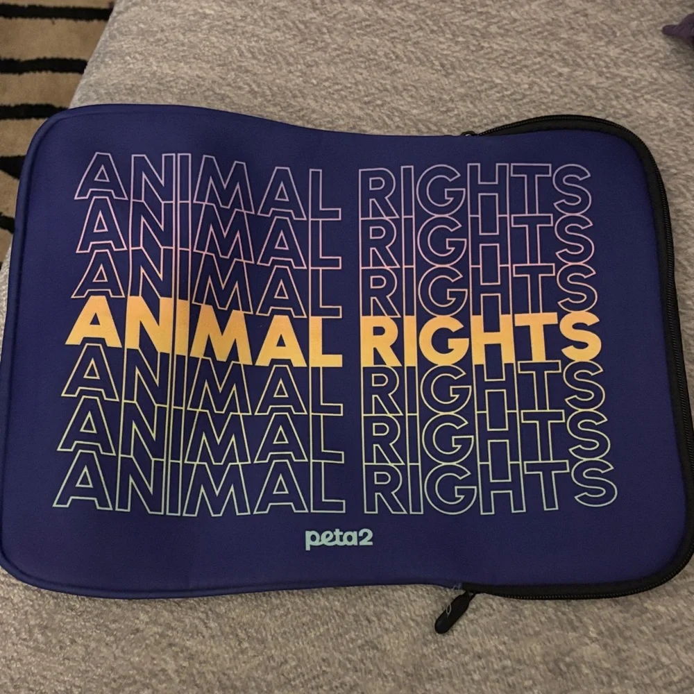 Animal Rights Zippered Computer Sleeve - Blue